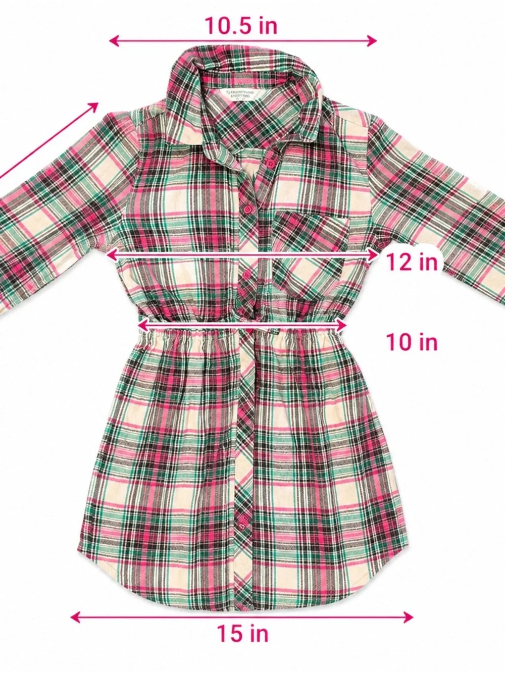 Primark Girls 9-10 Plaid Tartan Shirt Dress Pink Green Holiday Preppy